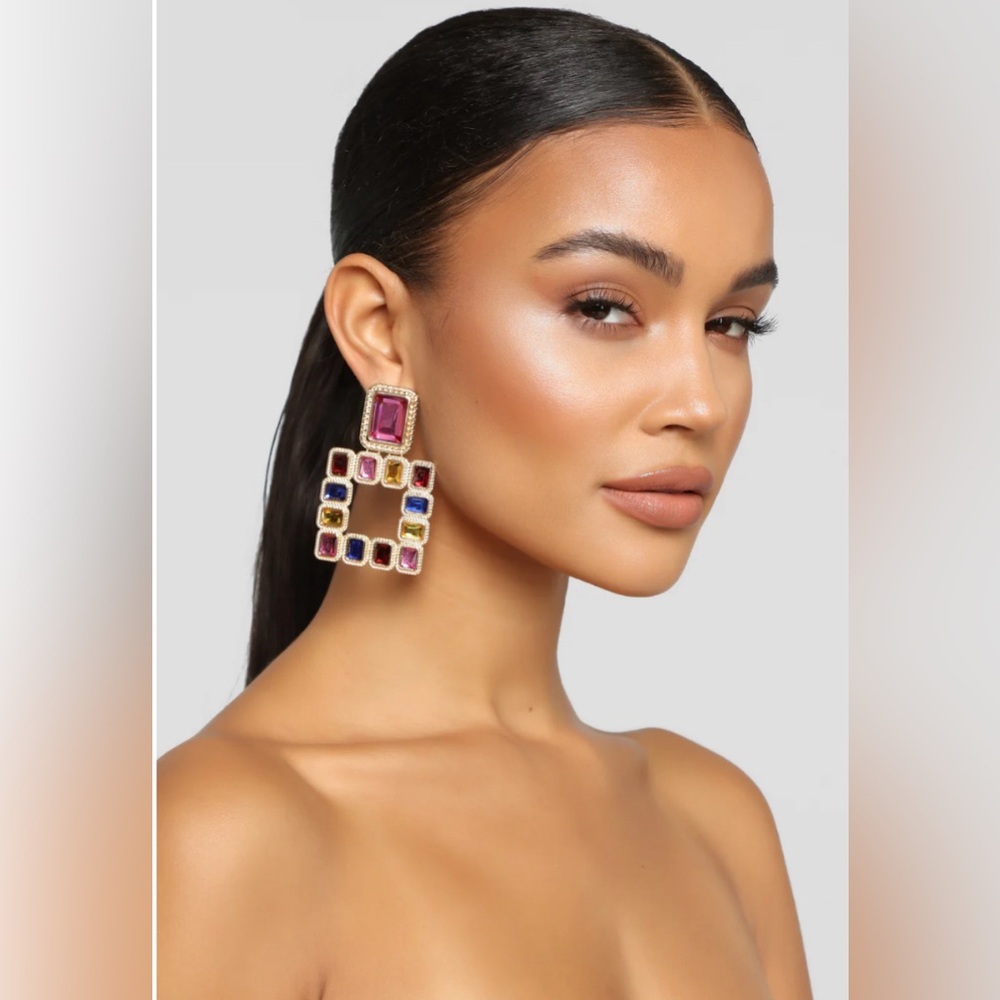 Fashion Nova Colorful Gemstone Earrings